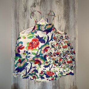 Anthropologie Maeve St Lucia Cami Floral Strappy  Sleeveless Tank Top Size Small